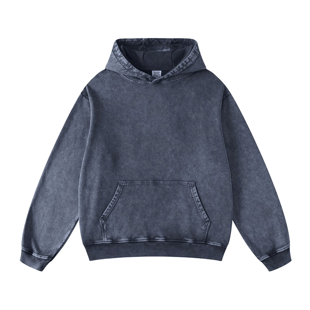 Thickened Washed Old Gradient Solid Color Batik Hooded Sweater For Men - enhanced image 6