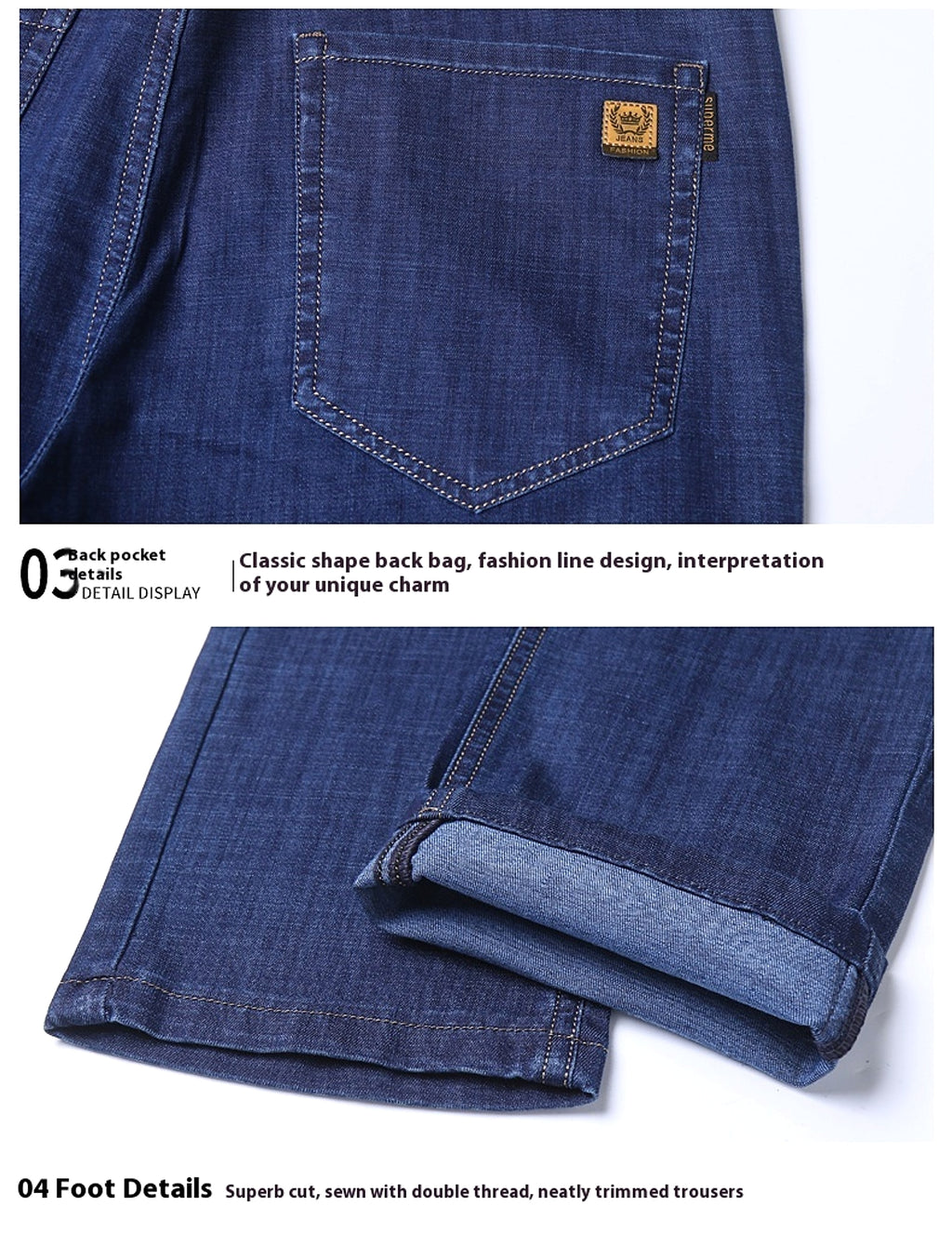 Thin Summer Cotton Elastic Ice Silk Quality Mid-high Waist Jeans - enhanced image 6