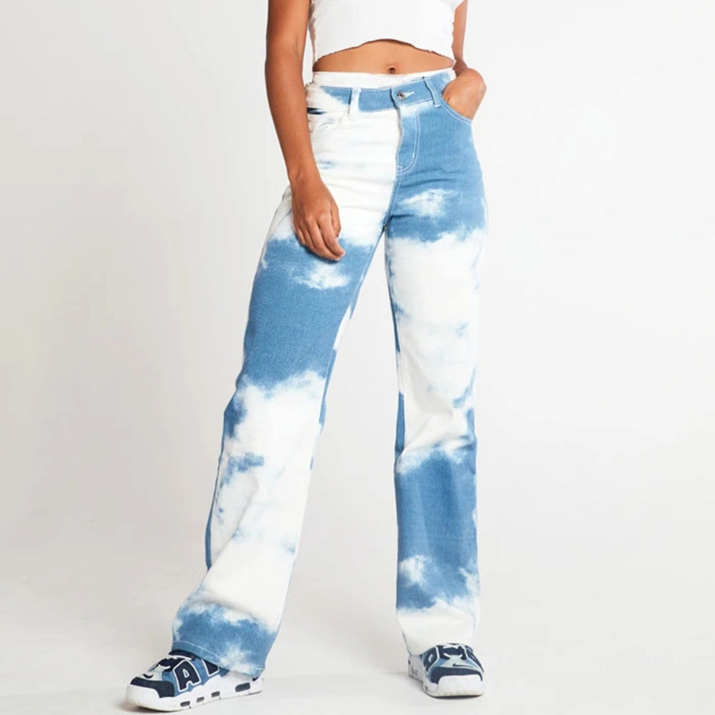 Tie Dye Print Straight Leg Jeans For Women - enhanced image 6