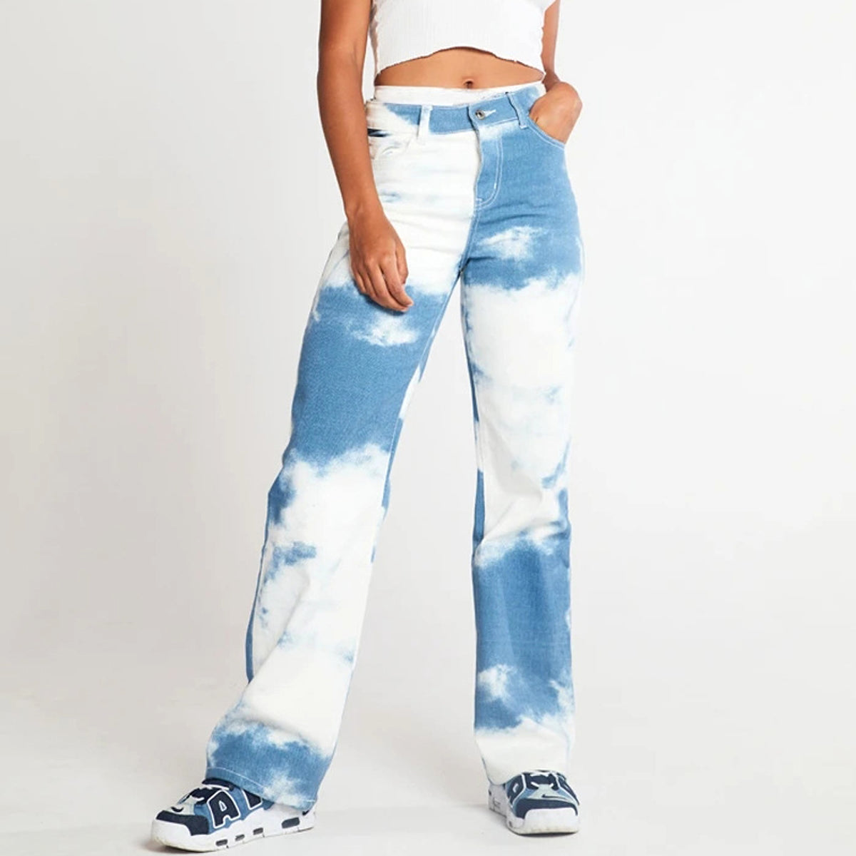 Tie Dye Print Straight Leg Jeans For Women - enhanced image 6