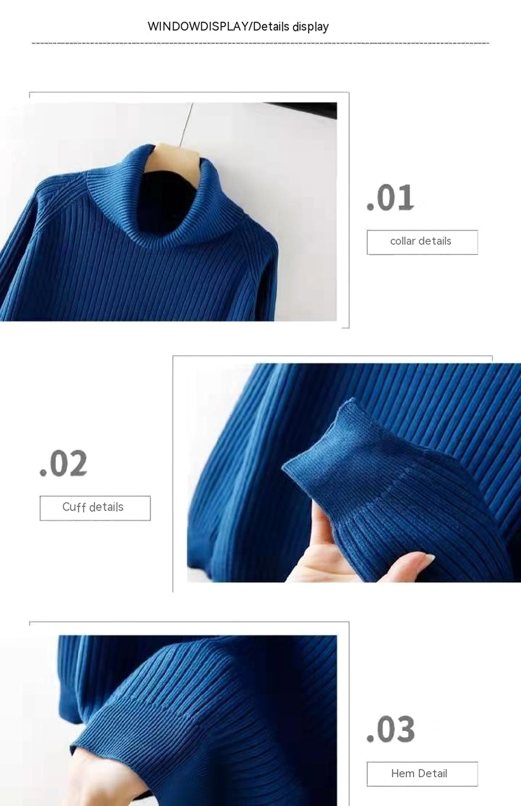 Turtleneck Bottoming  Oversized Knit Sweater - enhanced image 6