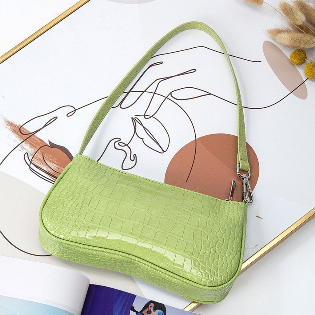Velveta™ – Croco Gloss Baguette Bag - enhanced image 6