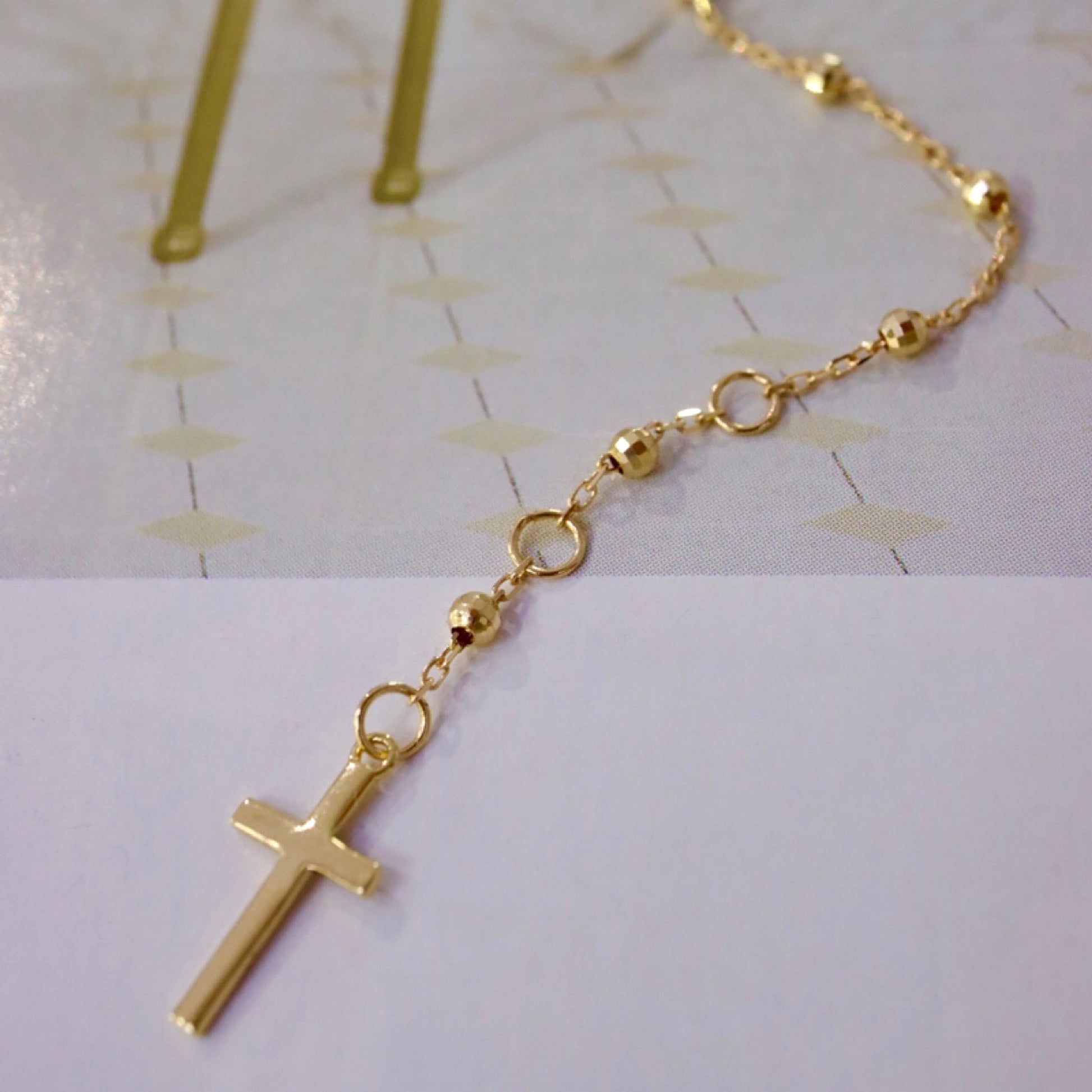 Vintage Cross 18K Gold Necklace Bracelet - enhanced image 6