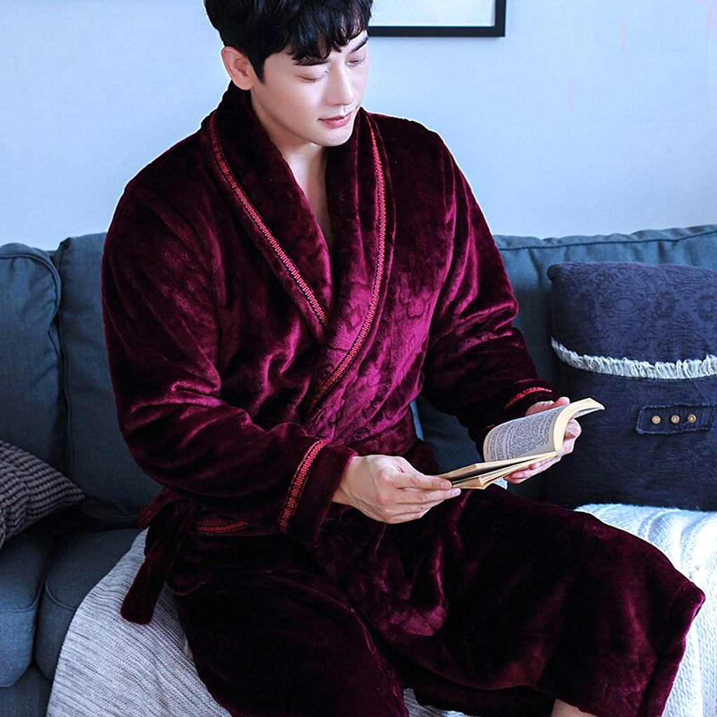 Winter Bathrobe Coral Fleece Couple Pajamas - enhanced image 6