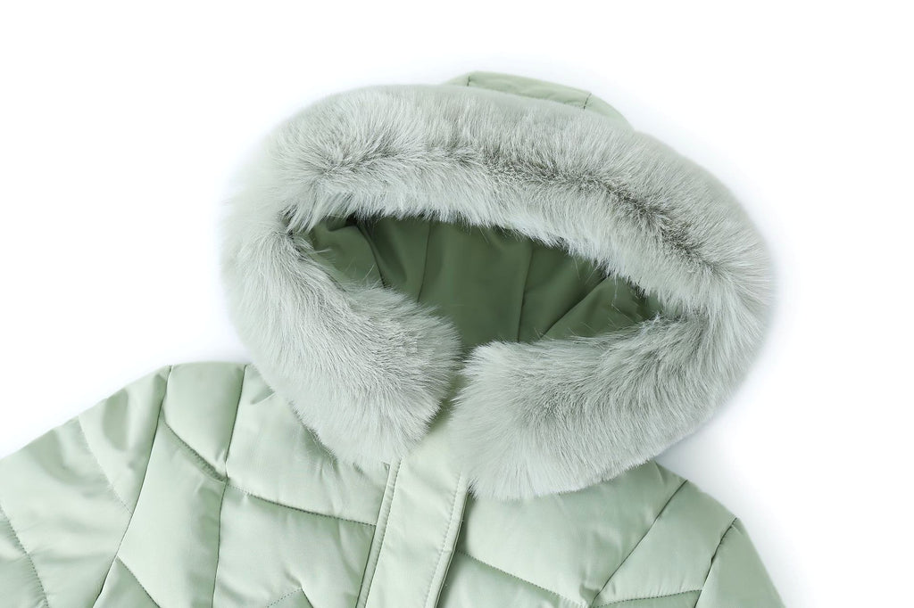 Winter Long Coat With Thickened Fur Collar Straight Slim Cotton-padded Jacket Women - enhanced image 6