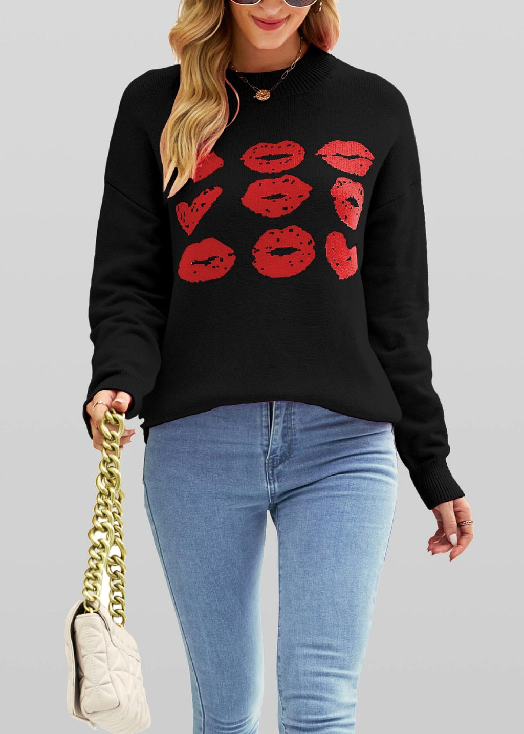 Women Love Lips Sweater - enhanced image 6