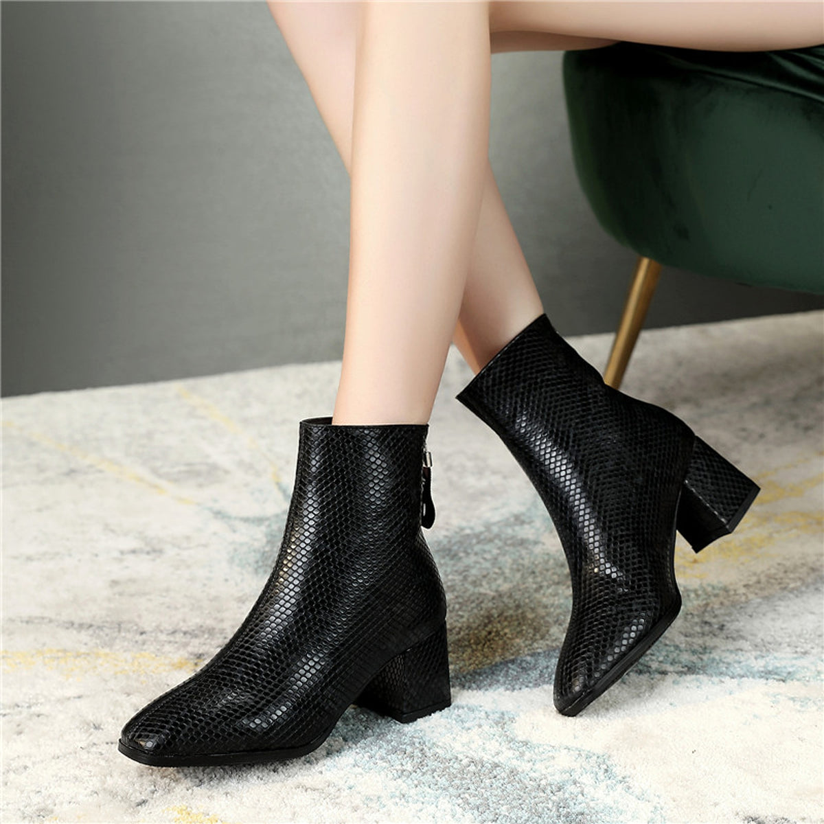 Women's boots with thick heel and large size - enhanced image 6