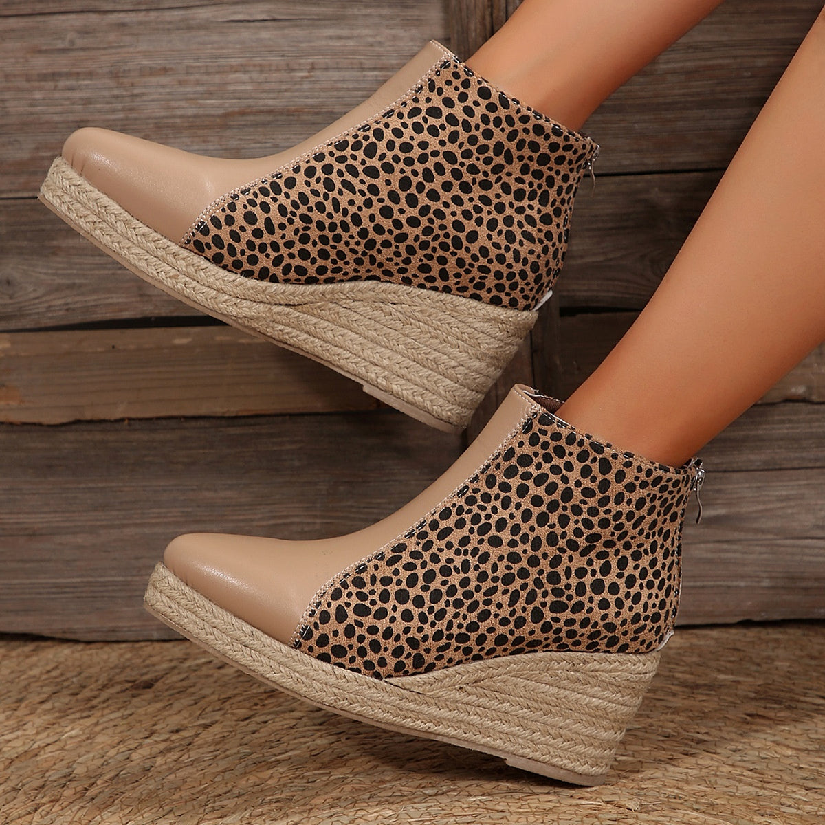 Women's Color-block Wedge Boots - enhanced image 6