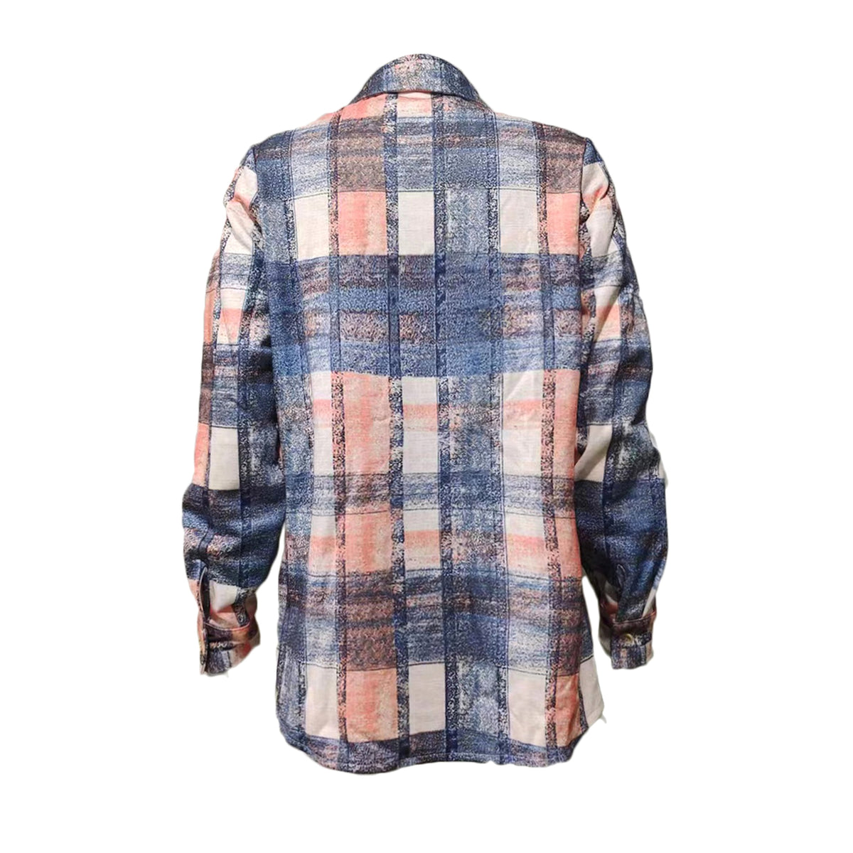 Women's Color Matching Plaid Long-sleeved Dress Shirt - enhanced image 6