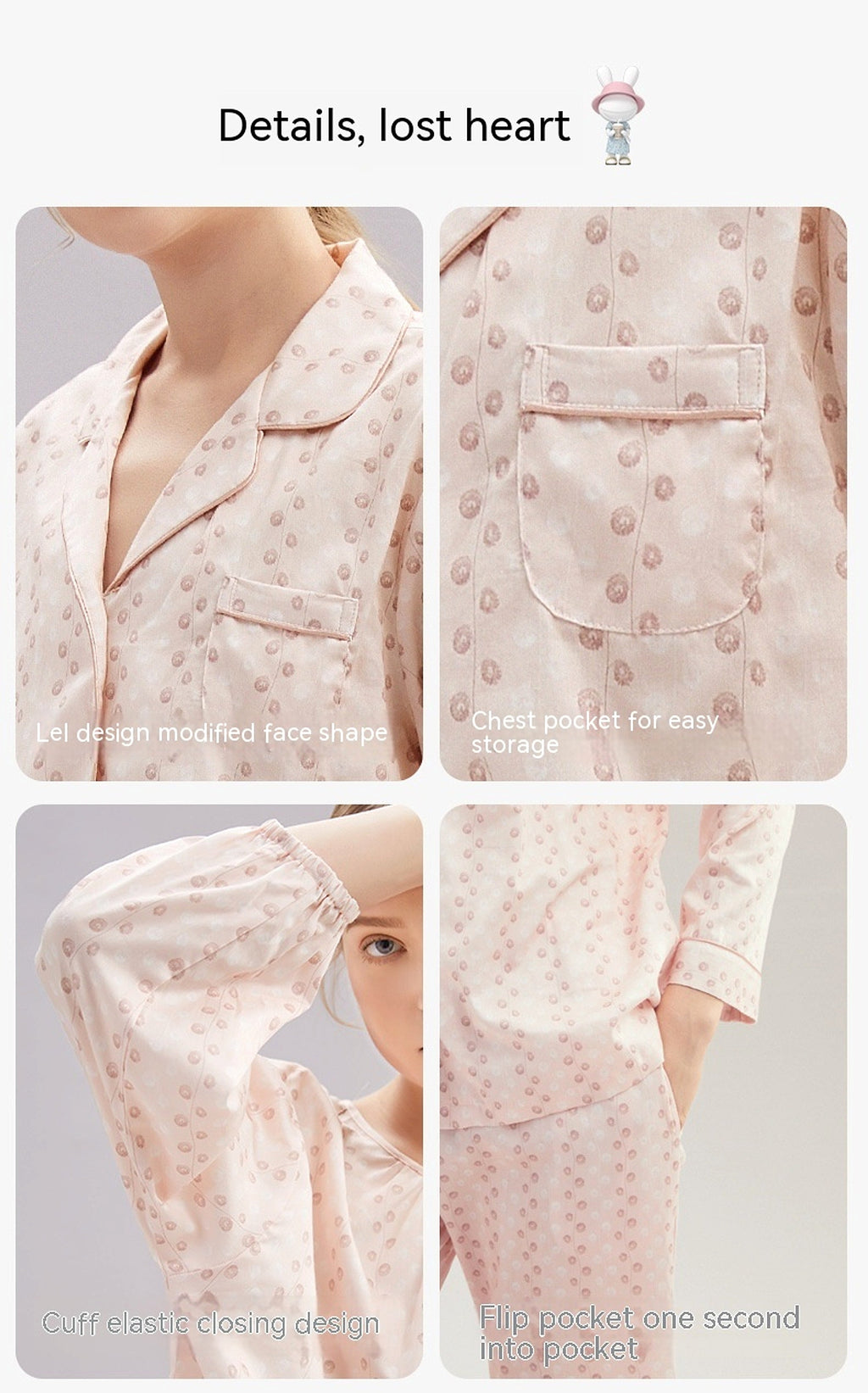 Women's Cotton Pajamas Spring Long-sleeved Homewear Thin New