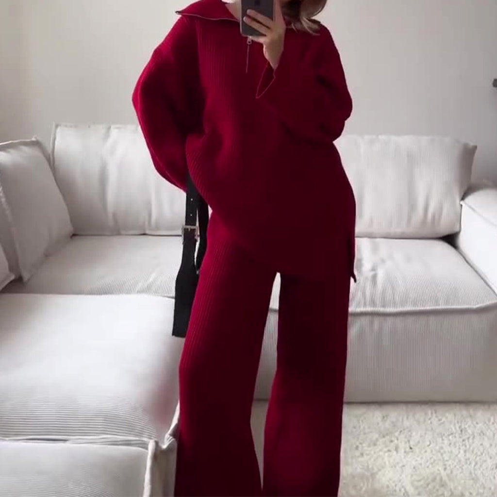 Women's Fashion Solid Color Half Zipper Tracksuit - enhanced image 6