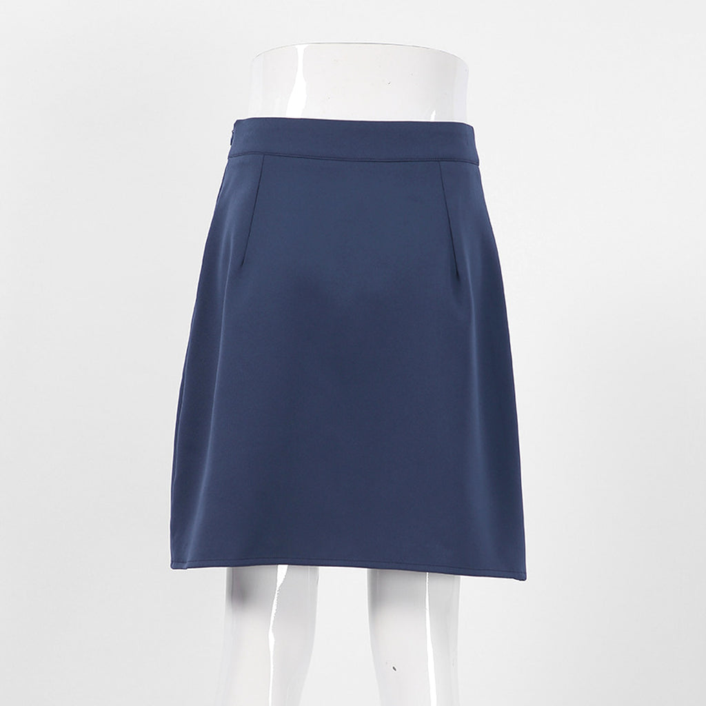 Women's High Waist Blue Split Skirt - enhanced image 6