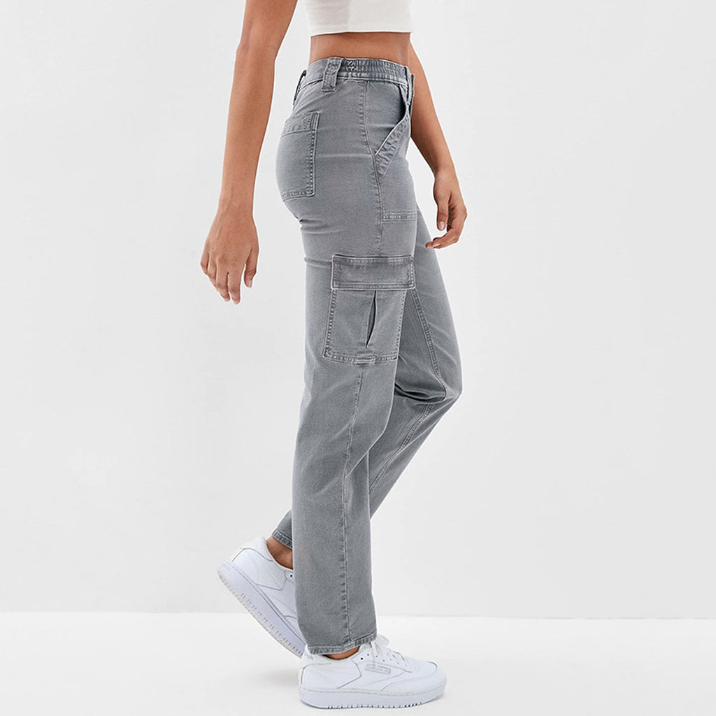 Women's Jeans Multi-bag High Waist Wash Straight - enhanced image 6