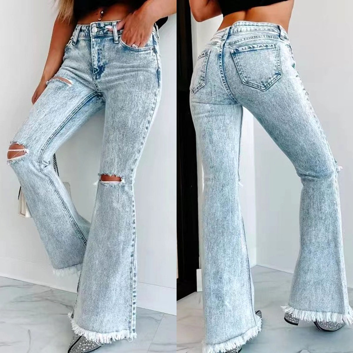 UrbanEase™ – High-Waist Ripped Denim - enhanced image 6