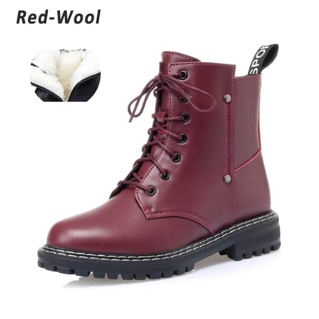 Women's mid-heel platform leather short boots - enhanced image 6