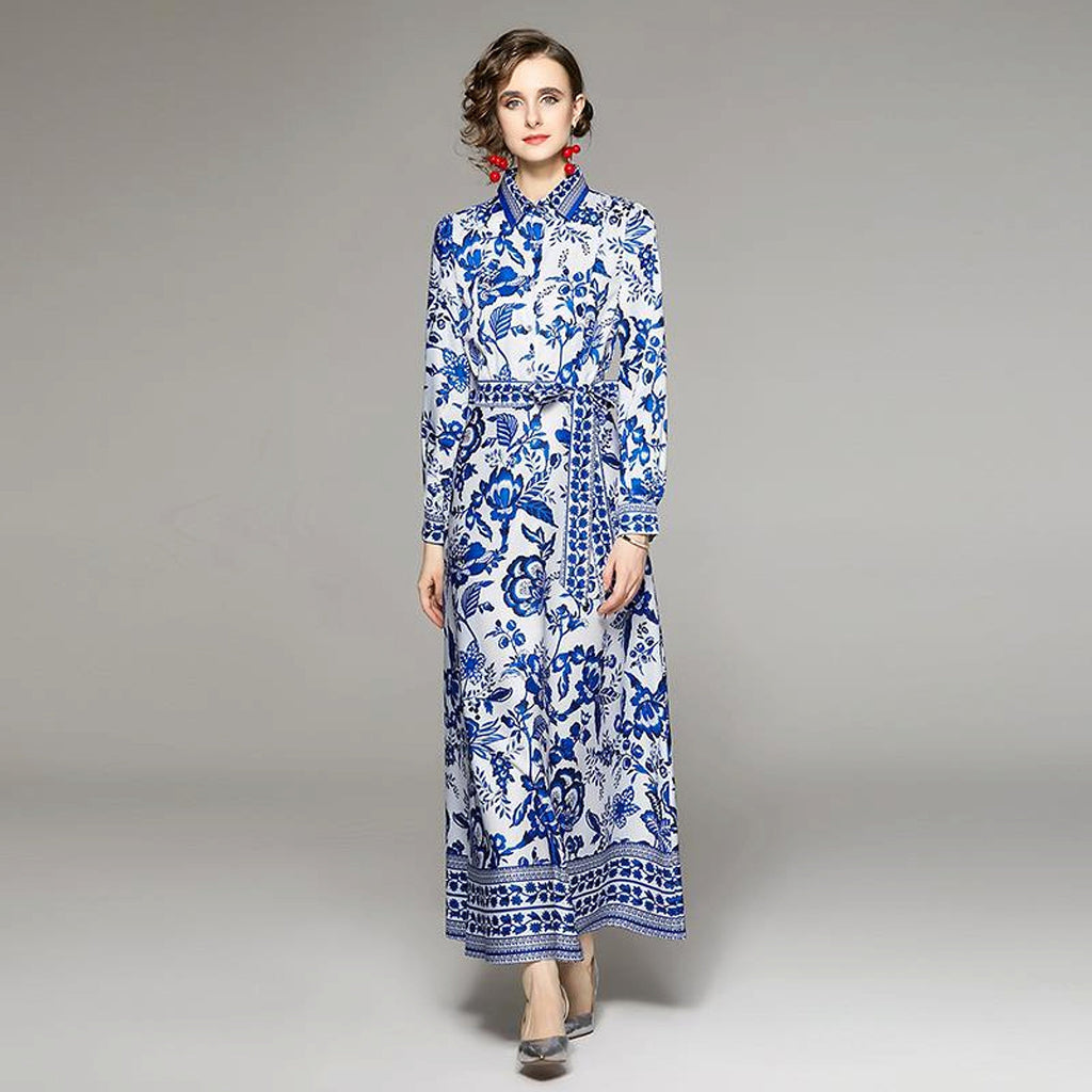 Women's Printed Long Sleeve Dress