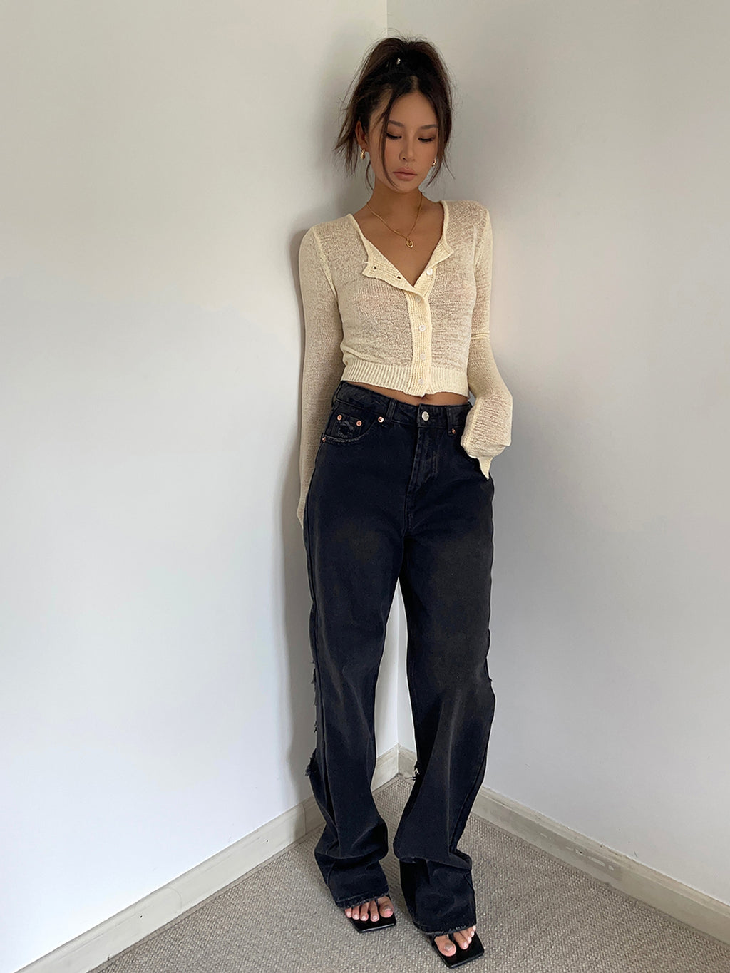 Women's Retro High Waist Loose Wide Legs Jeans - enhanced image 6