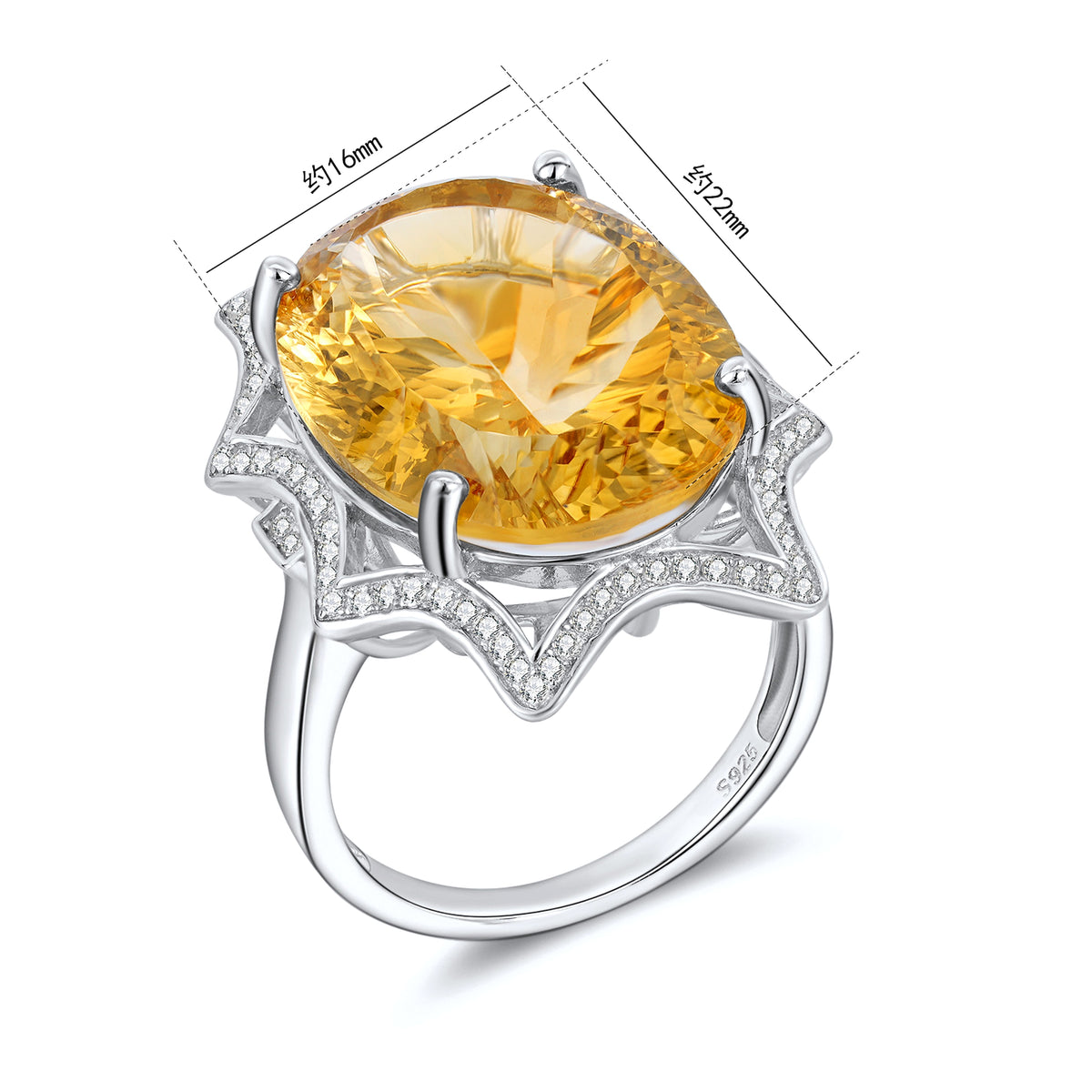 Women's Simple And Natural Large Citrine Ring - enhanced image 6