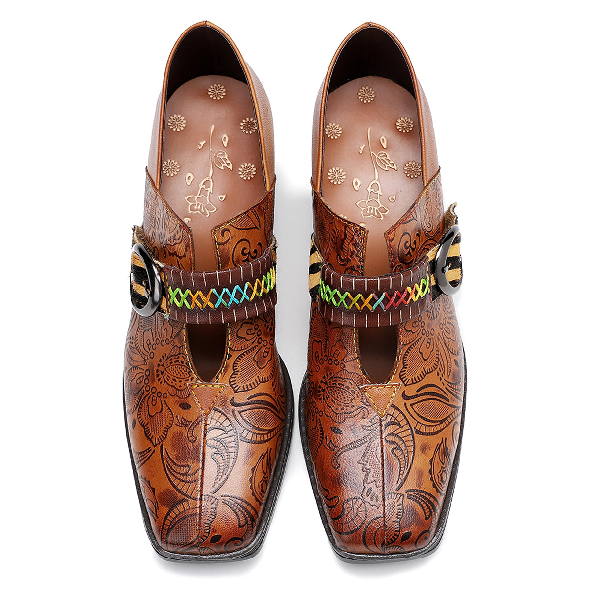 Women's thick heel leather shoes - enhanced image 6