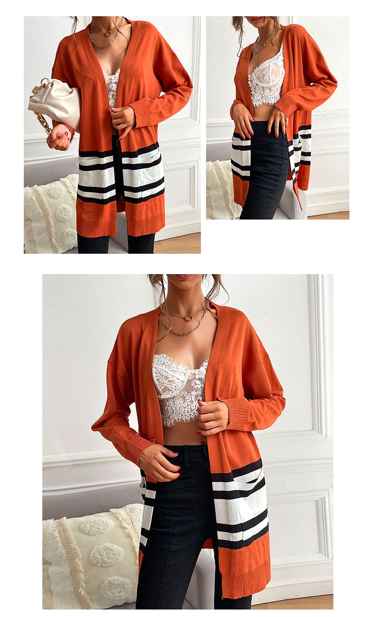 Women's Thin Loose And Thin Knitted Long-sleeved Sweater Coat - enhanced image 6