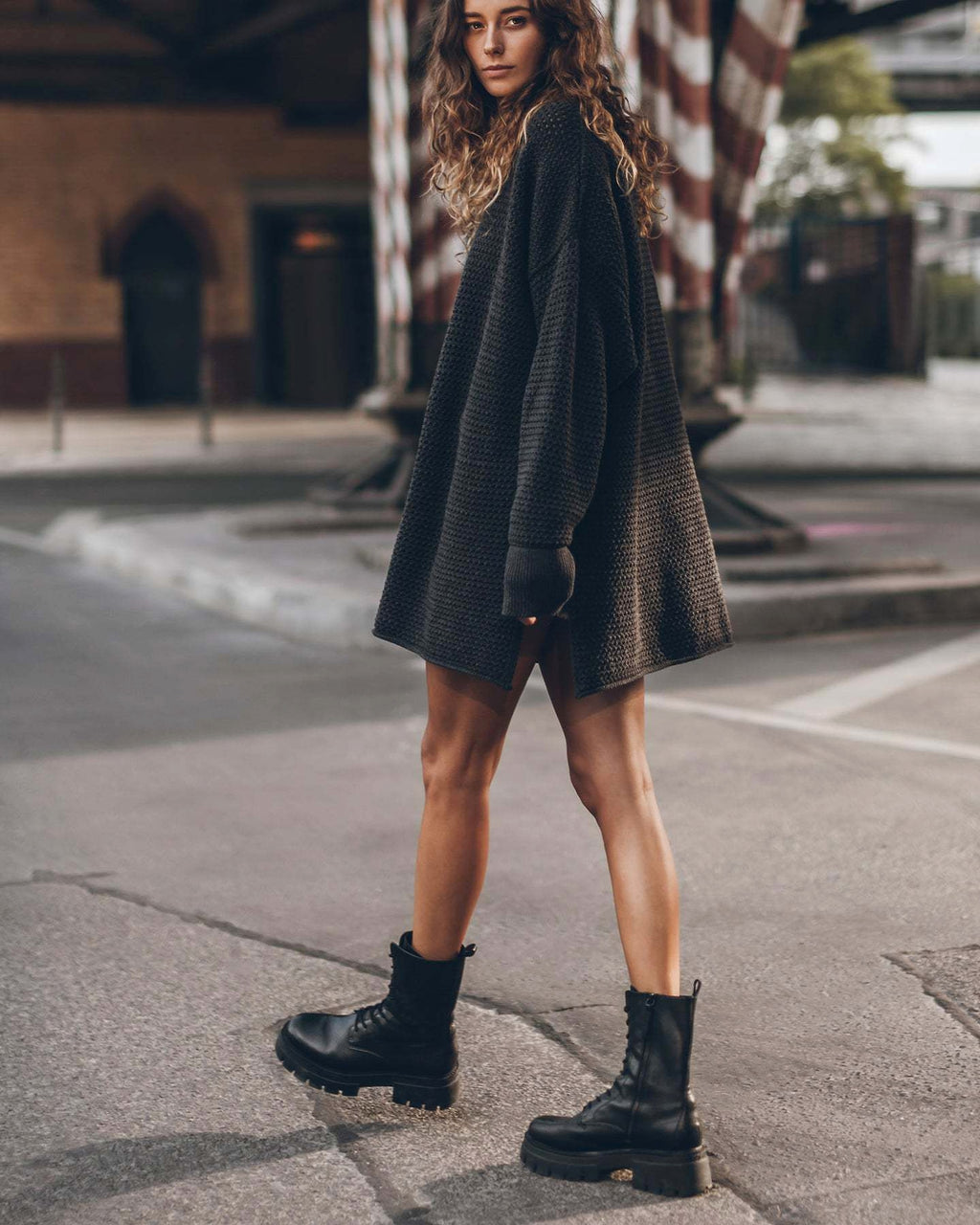 A.1 Women's Twist Thread Loose All-match Round Neck Sweater Dress - enhanced image 6