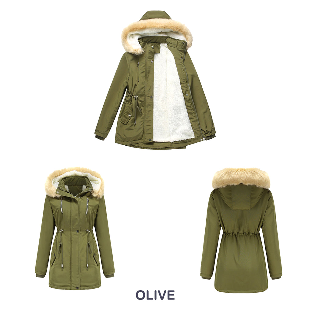 Women's Winter Coat with Detachable Hood – Warm Fleece-Lined Jacket - enhanced image 6