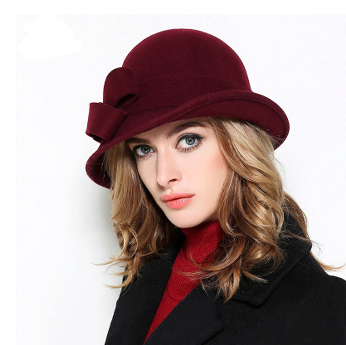 Woolen Big Bow Dome Fisherman's Basin Hat - enhanced image 6