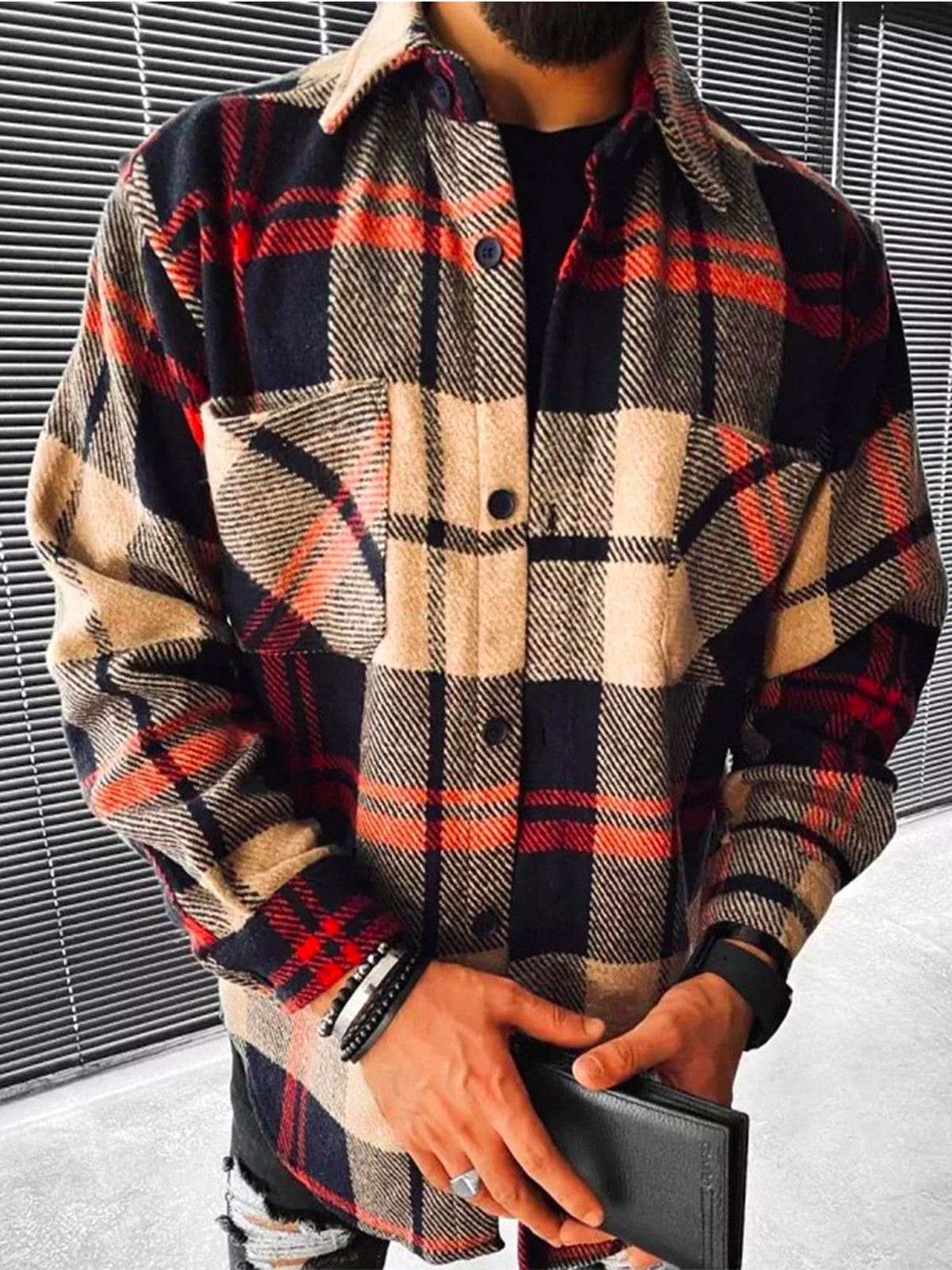 A1. W. Suit Jacket Loose Lapels Double Pocket Jacket Long Sleeve Men - enhanced image 6