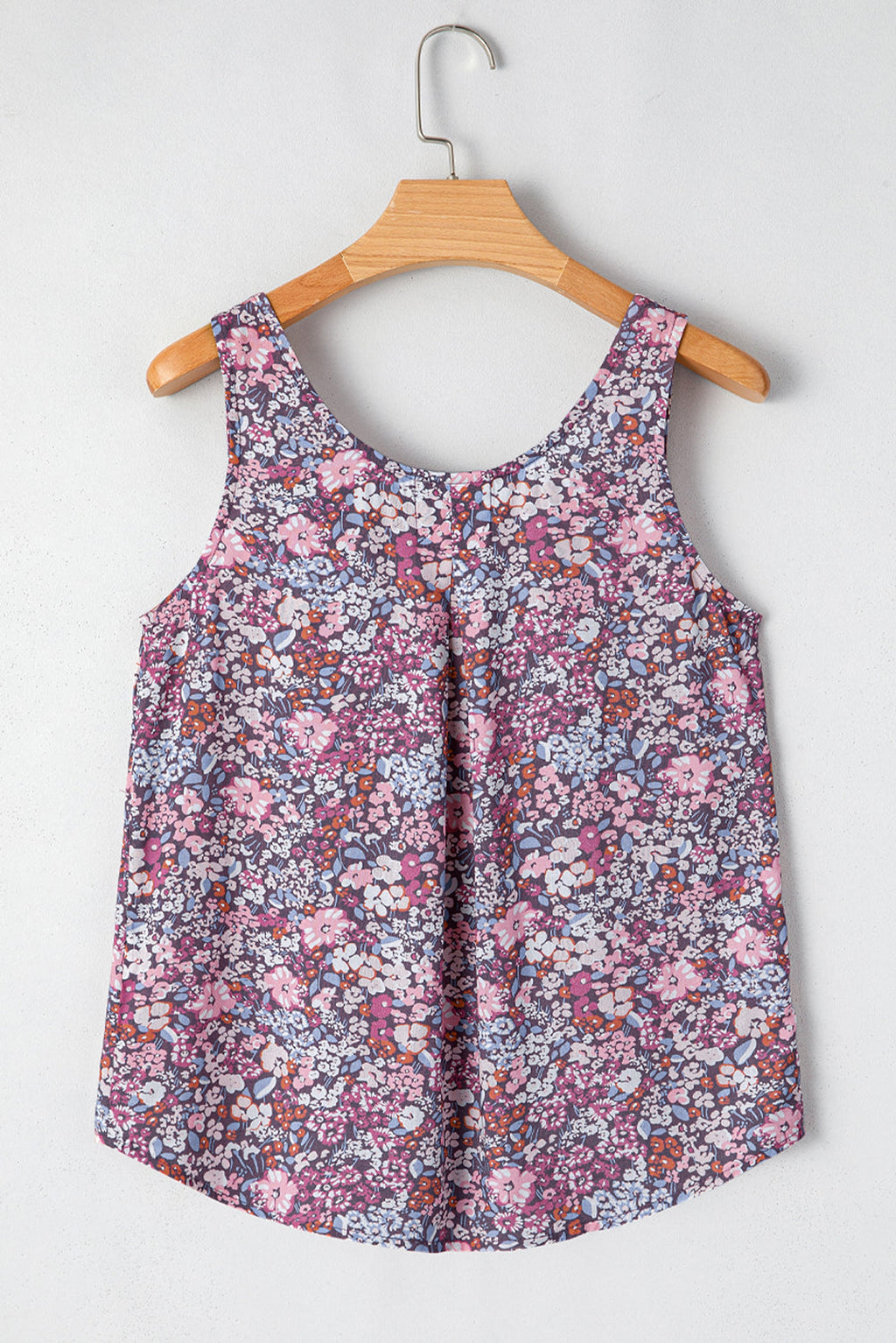 Yellow Boho Floral Pleated Buttoned Front Tank Top - enhanced image 6