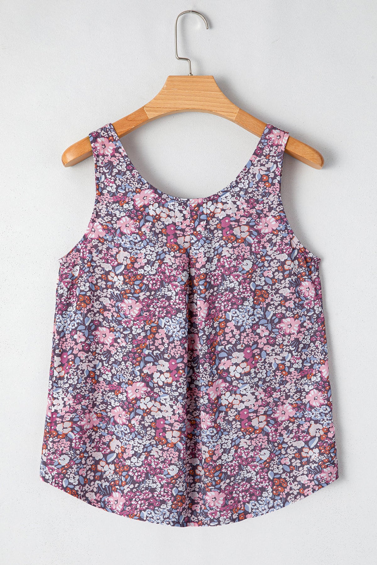 Yellow Boho Floral Pleated Buttoned Front Tank Top - enhanced image 6