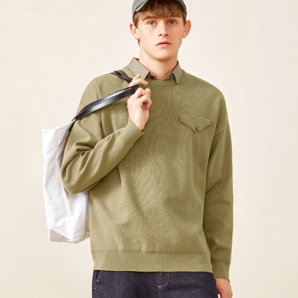 Youth Simple Everyday Fake Pocket Decorated Sweater Men - enhanced image 6
