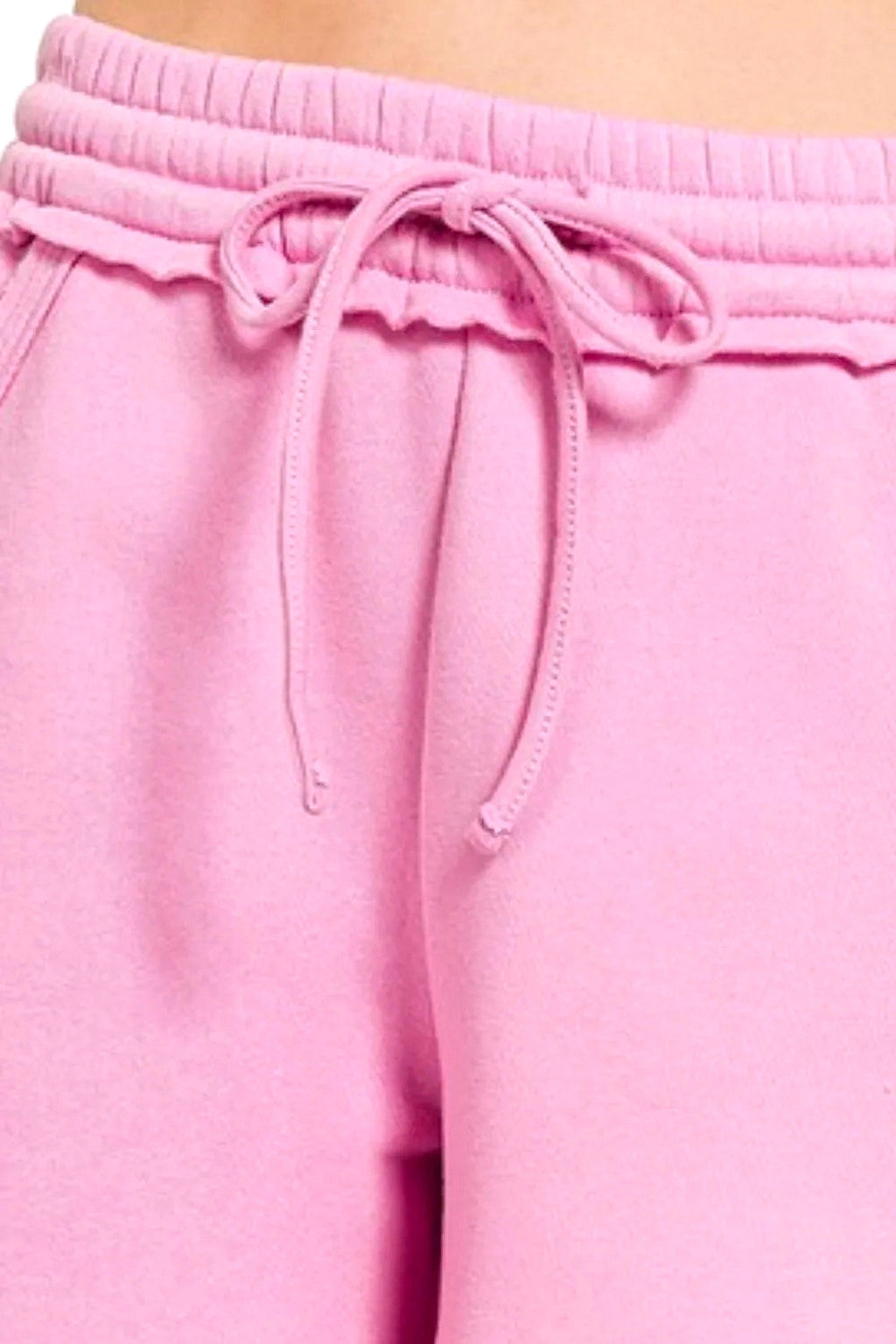 Zenana Fleece Raw Hem Shorts With Draw String - enhanced image 6