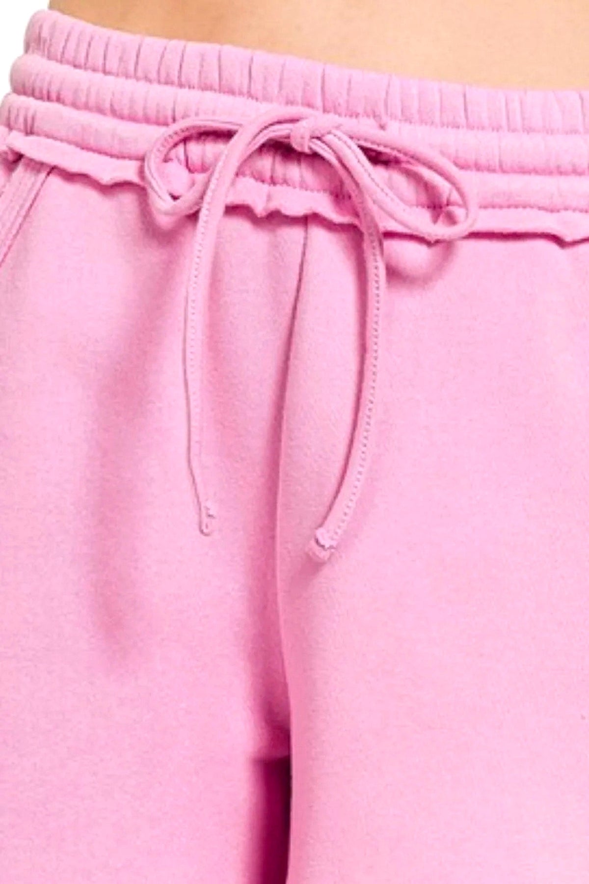 Zenana Fleece Raw Hem Shorts With Draw String - enhanced image 6