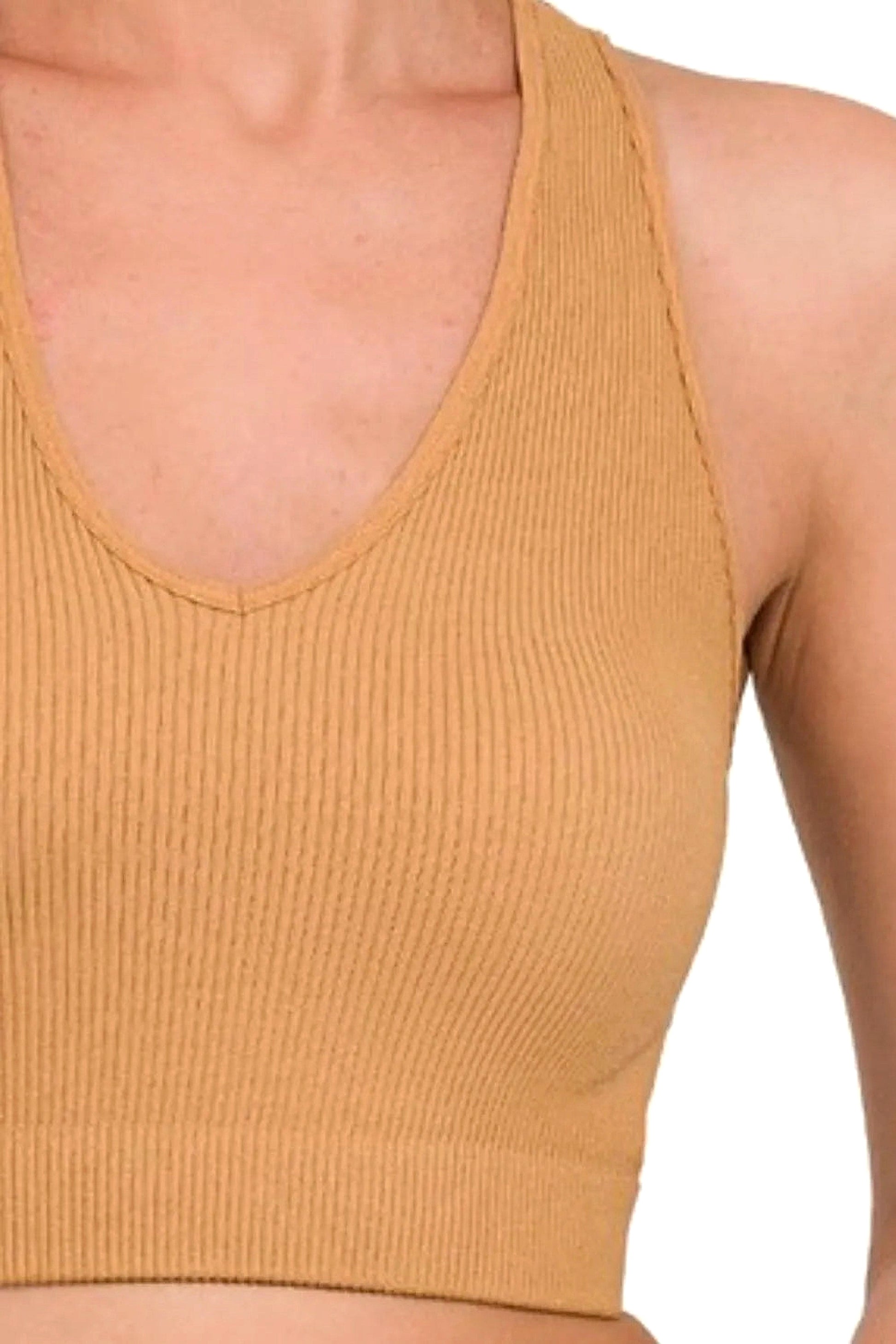 Zenana Seamless Ribbed Cropped Racerback Tank Top - enhanced image 6