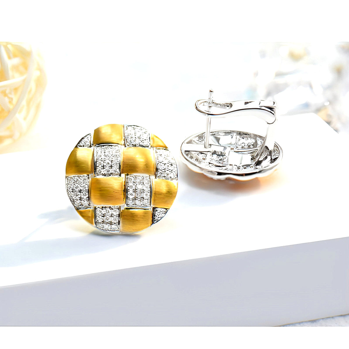 18K Gold Diamond Braided Craft Earrings – Stylish & Unique - enhanced image 7
