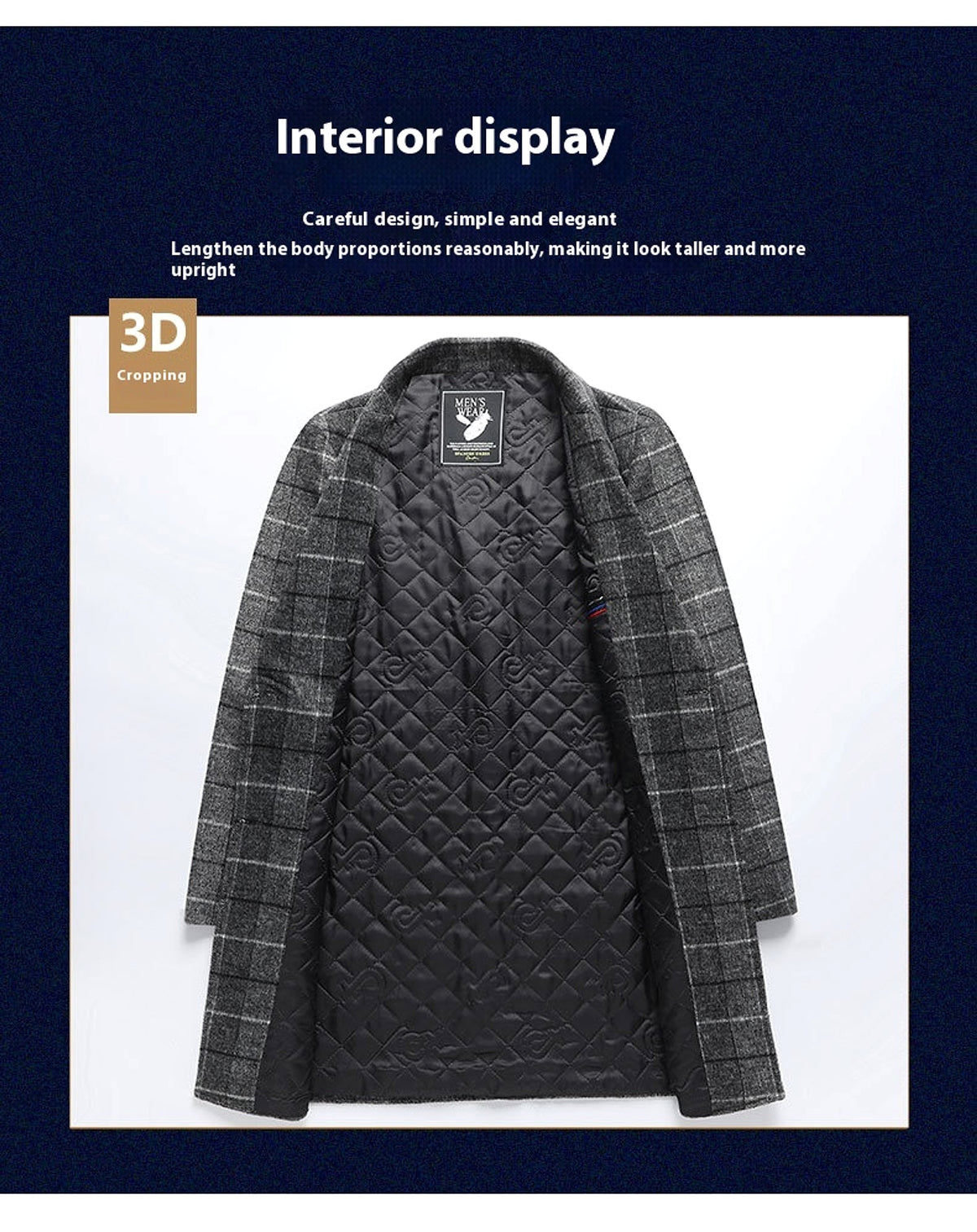 25 Edition – Men’s Wool-Blend Plaid Business Overcoat (Mid-Length) - enhanced image 7