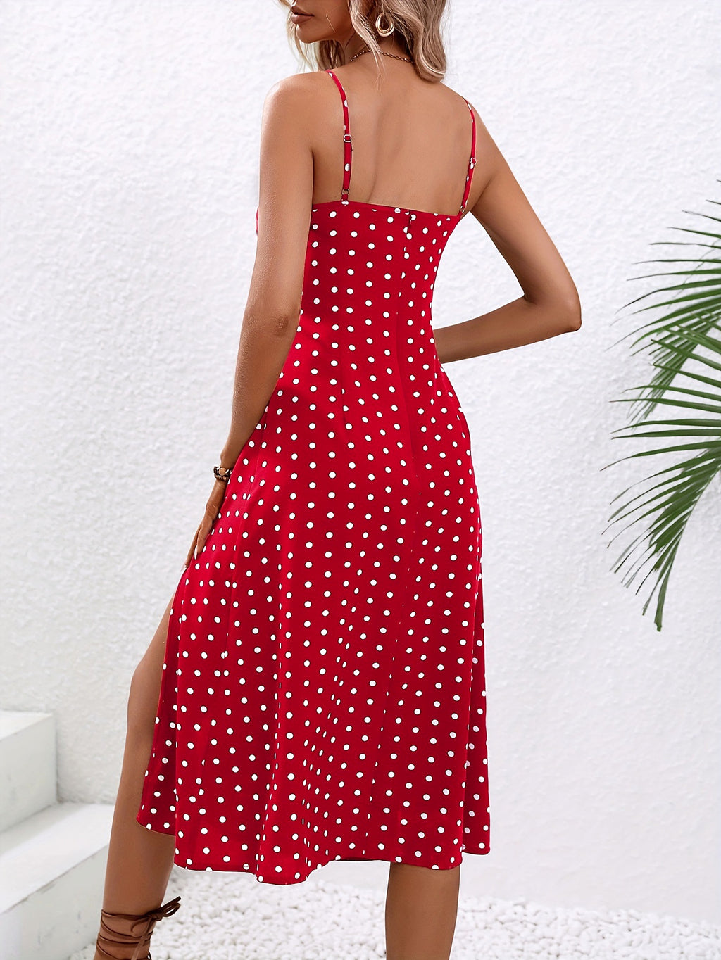 25 Edition – Polka Dot Maxi Dress with Front Slit - enhanced image 7