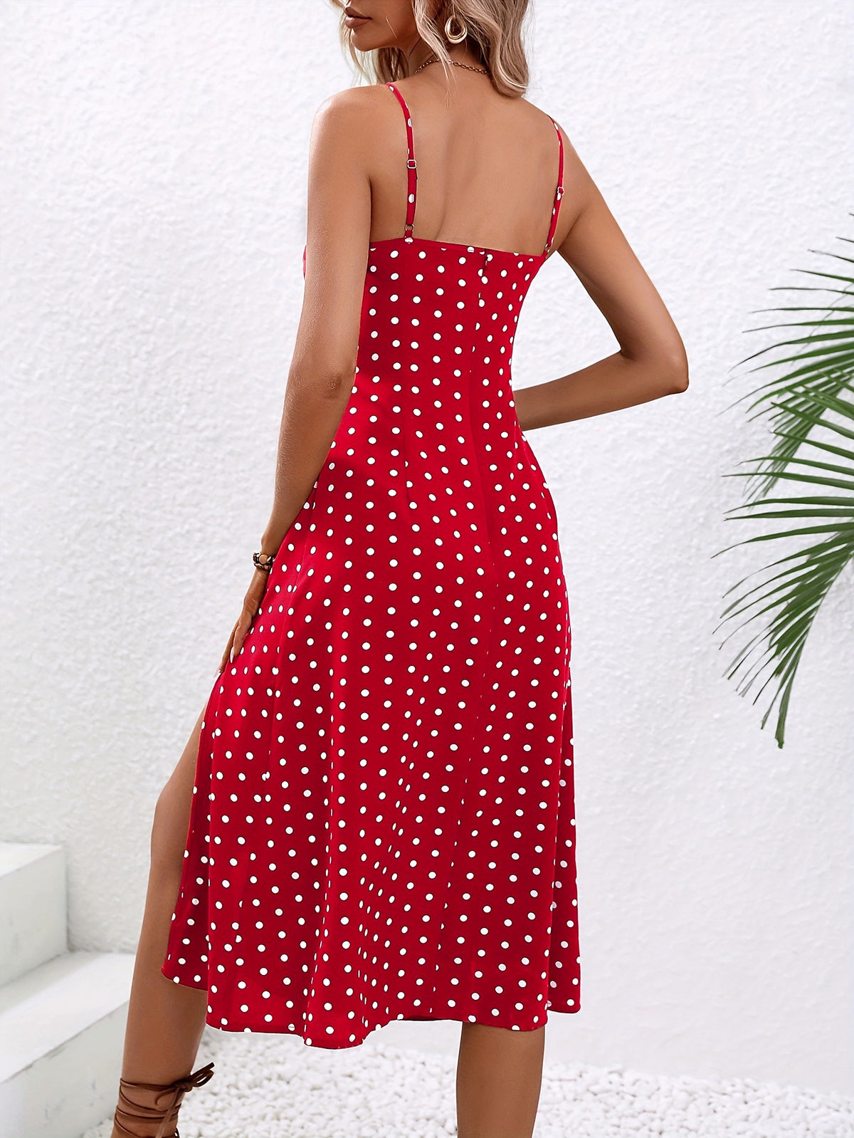 25 Edition – Polka Dot Maxi Dress with Front Slit - enhanced image 7
