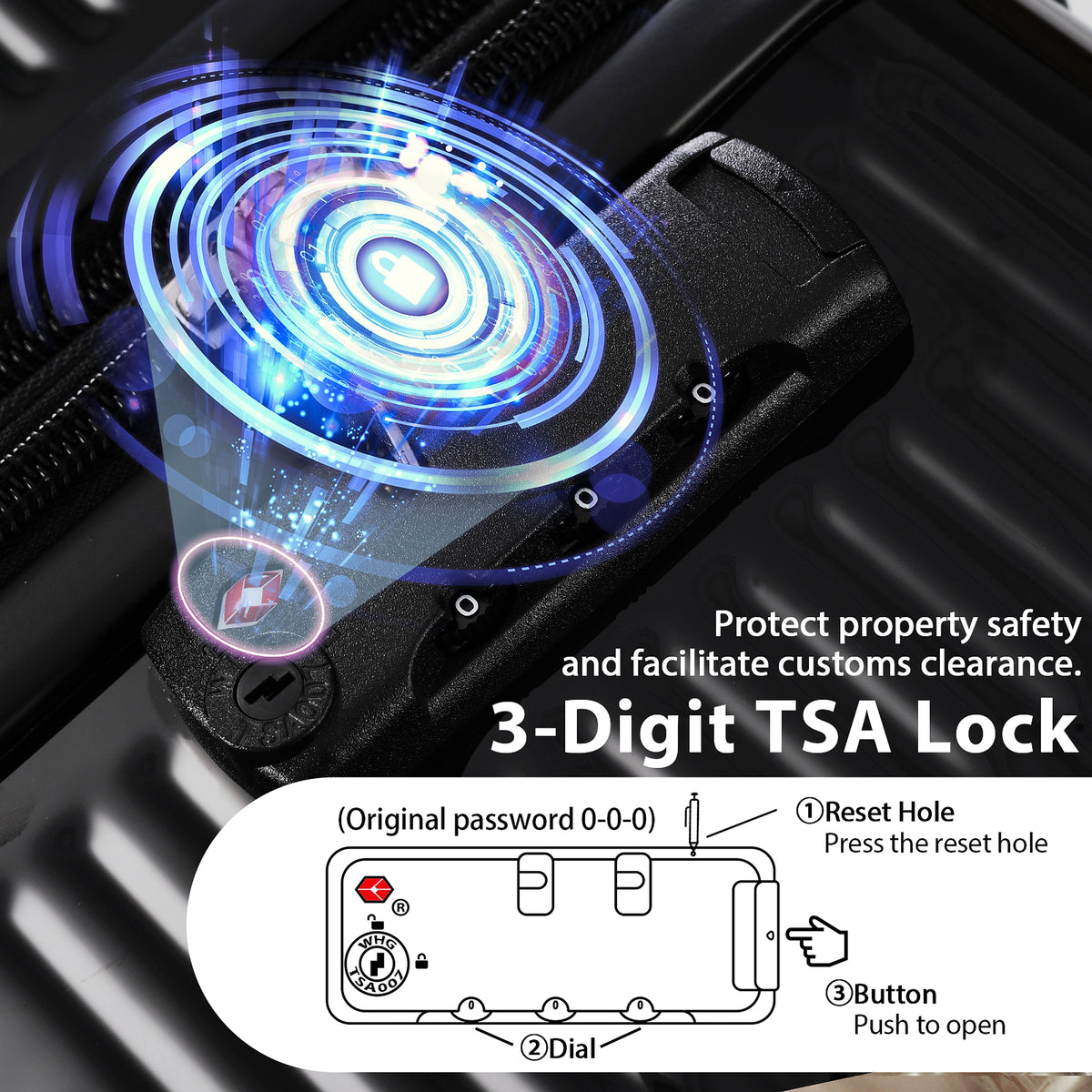 3 Piece Set Of Hard Shell Suitcases With Wheels, Light Expandable Travel Suitcase With TSA Lock - enhanced image 7