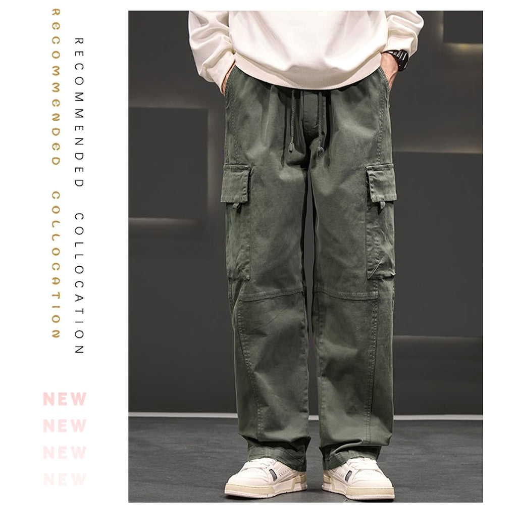 Autumn And Winter New Straight Loose Oversized Cargo Pants Jeans Men - enhanced image 7