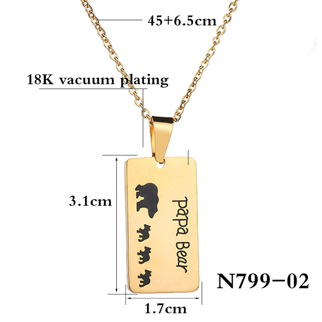 Bear Pendant Stainless Steel Oil Drop Necklace Daddy Necklace - enhanced image 7