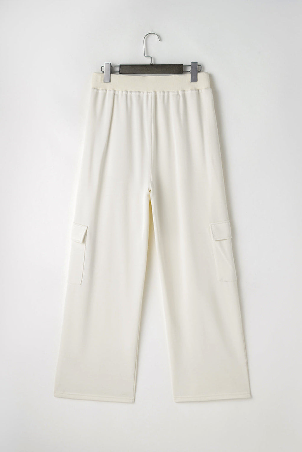 Beige Plain Cargo Pockets High Waist Casual Sweatpants - enhanced image 7
