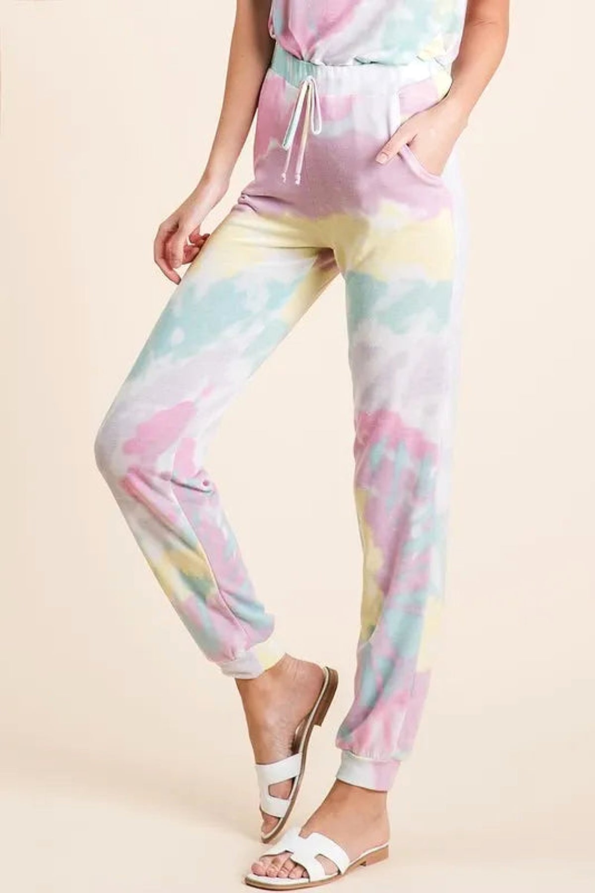 BiBi Tie Dye French Terry Casual Pants - enhanced image 7