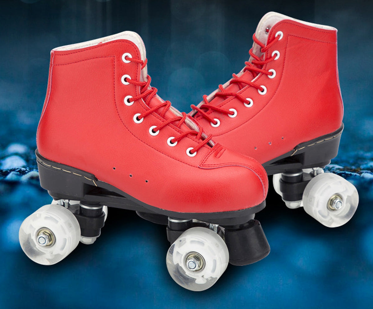 Big Red Cowhide Double Row Skates With Flashing Wheels And Wear Resistant - enhanced image 7