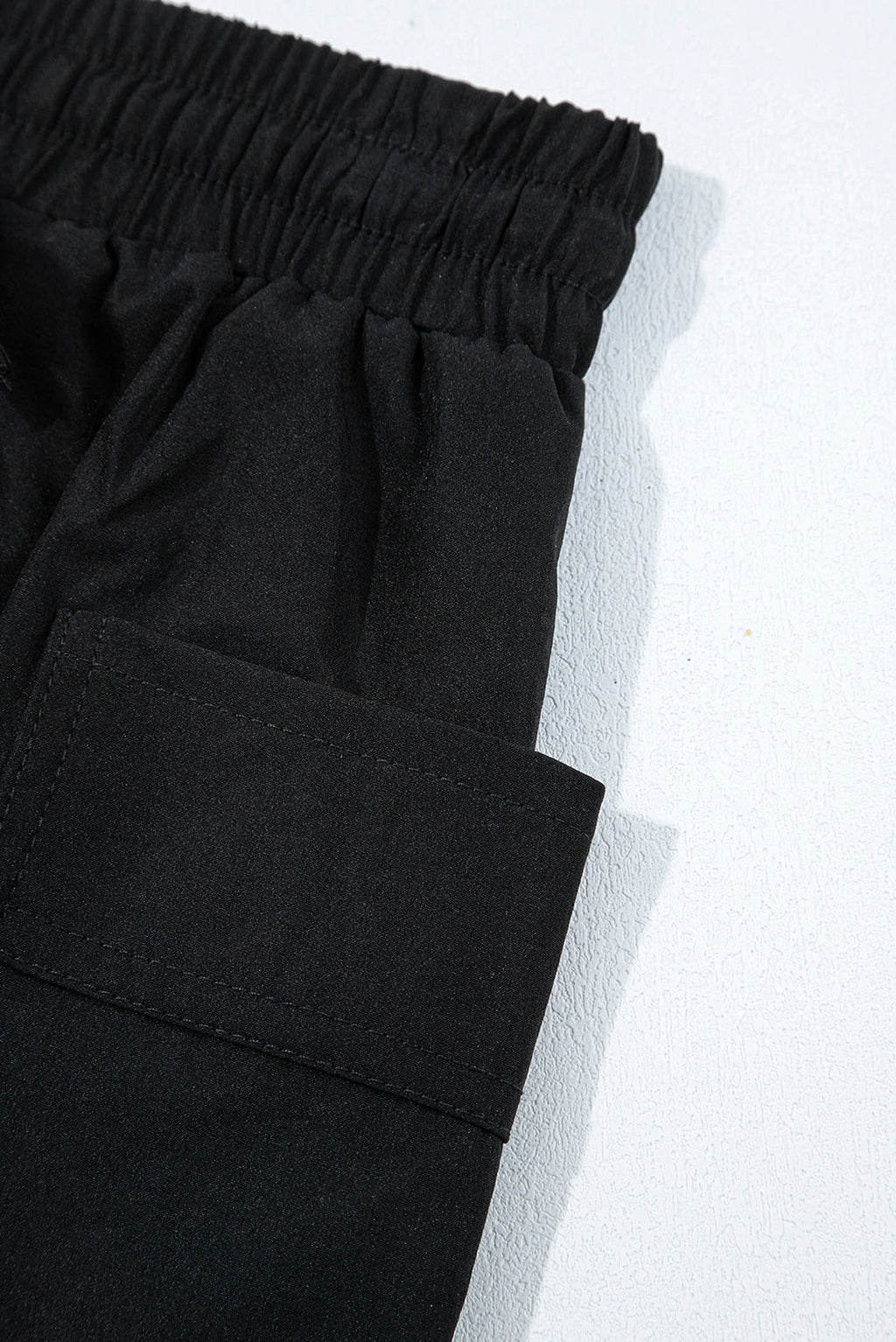 Black Cargo Pocket Elastic Waist Active Casual Skort - enhanced image 7