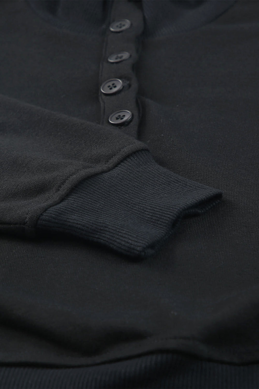 Black Casual High Neck Henley Top and Short Outfit - enhanced image 7