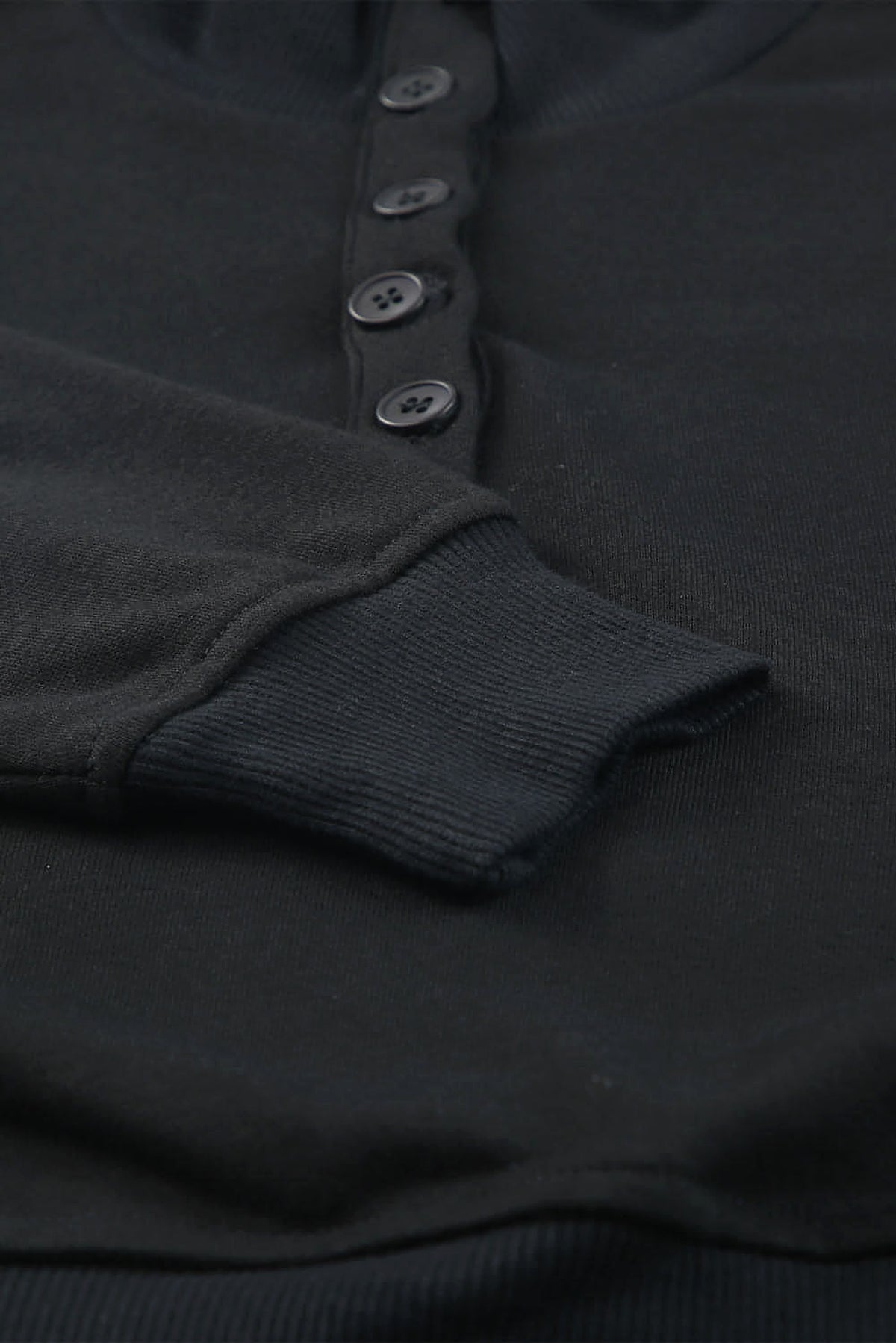 Black Casual High Neck Henley Top and Short Outfit - enhanced image 7