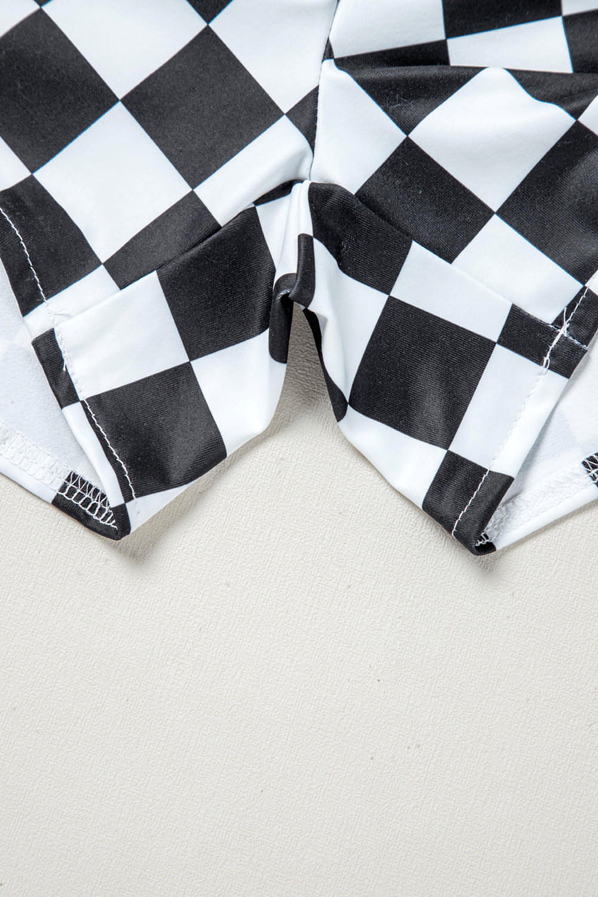 Black Checkered Print High Waist Casual Shorts - enhanced image 7