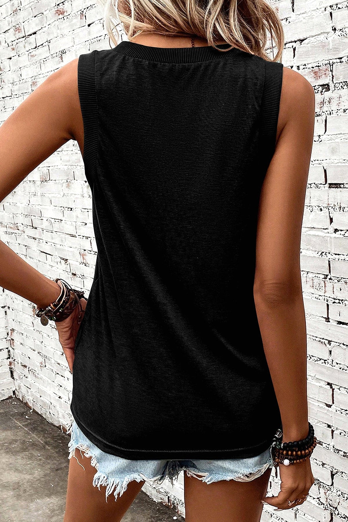 Black Cowgirl Floral Boots Printed Tank Top - enhanced image 7