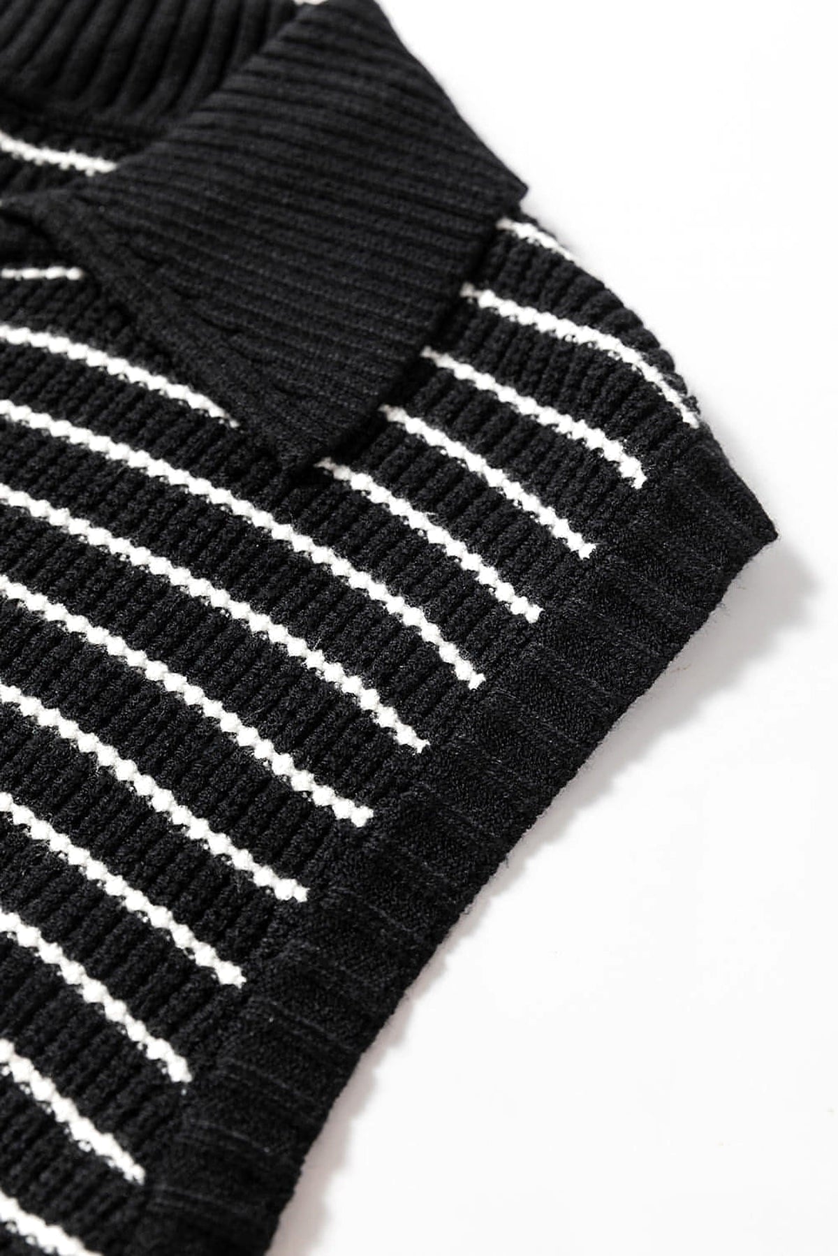 Black Stripe Turn-down V Neck Sweater Tank Top - enhanced image 7